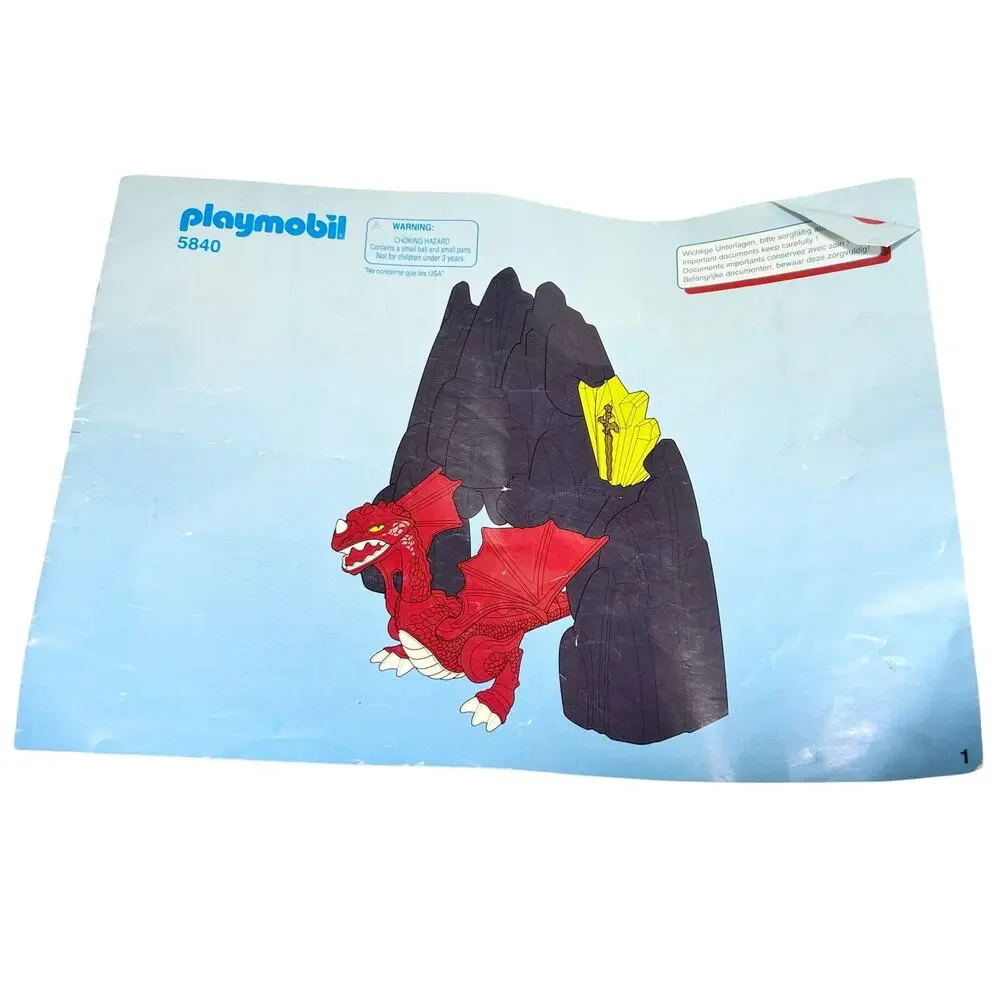 Playmobil 5840 Dragon Rock Playset Knights Red Dragon Cave Manual Complete